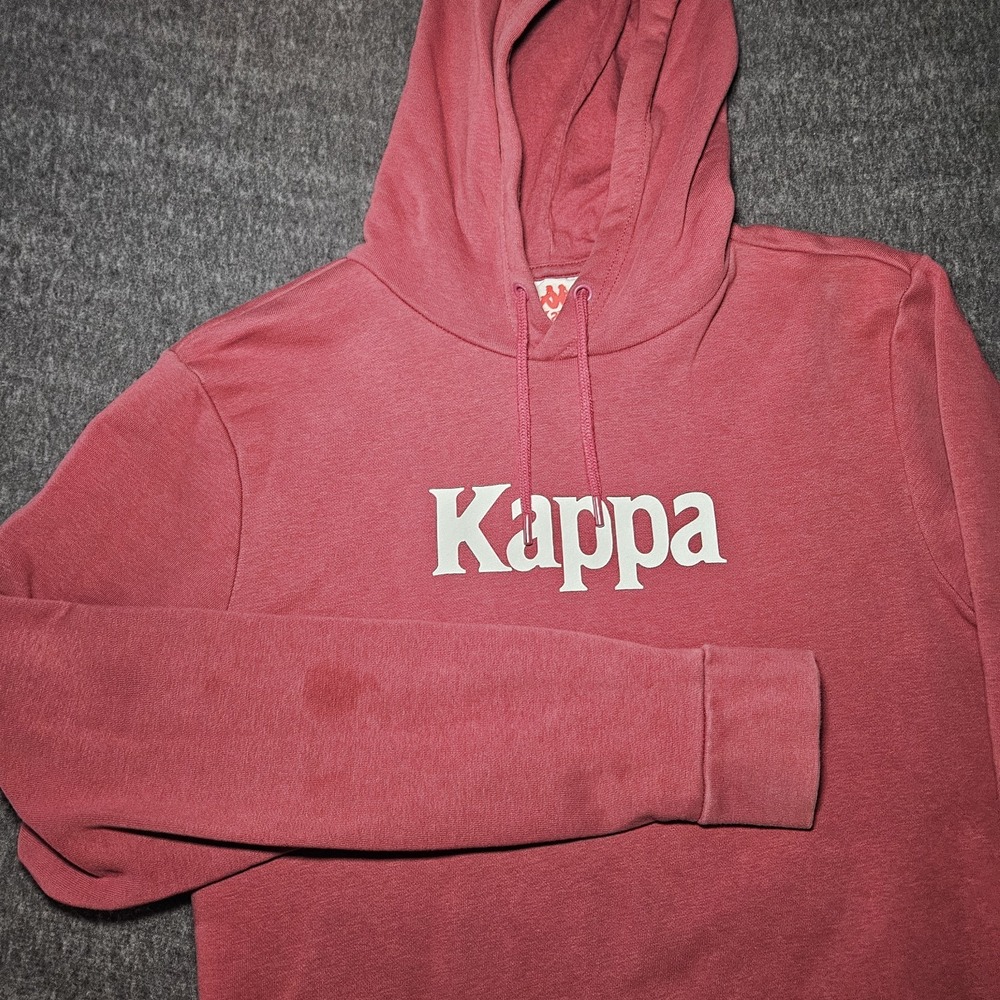 KAPPA Hoodie Mens M Medium Red White Logo Sweatshirt Pullover Jumper Adult